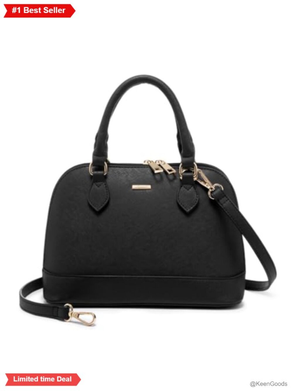 Faux Leather Crossbody Satchel Double Zip Purse